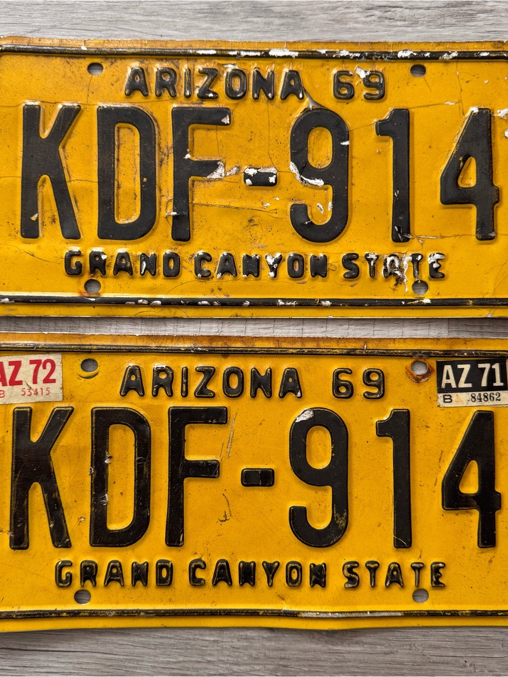 1969-72 ARIZONA AZ LICENSE PLATE TAG “KDF-914” – ANTIQUE, Vintage; Grand Canyon